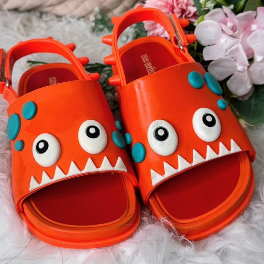 Mini Melissa Kids' Bright Orange Monster Sandals